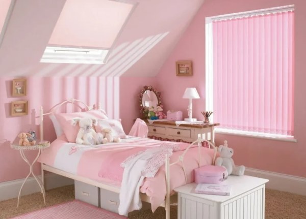 розовые шторы для детской